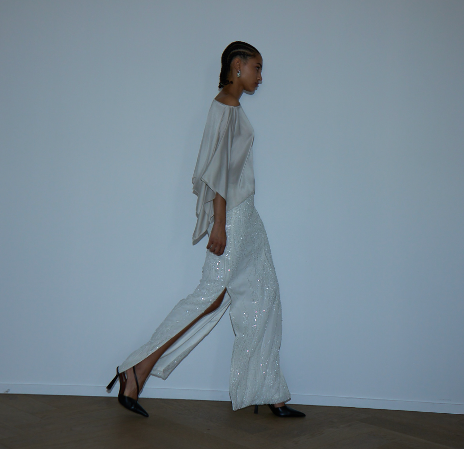 ARAMIS SKIRT LONG WHITE BEADED SWIRL - COMING SOON!