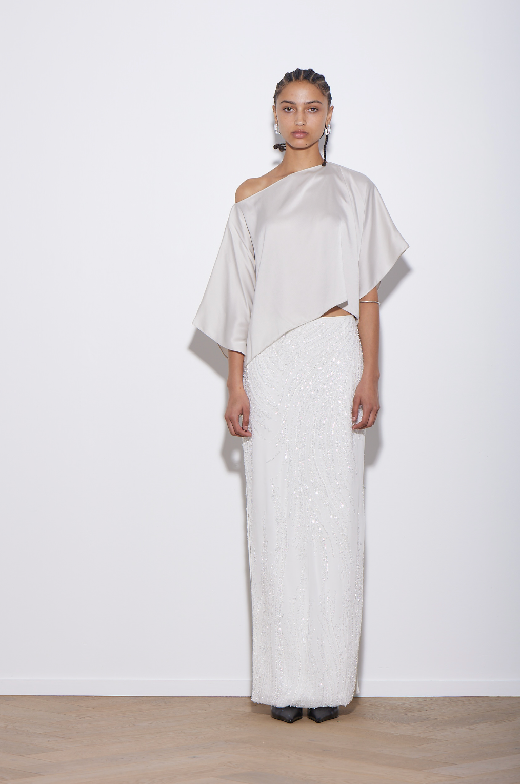 ARAMIS SKIRT LONG WHITE BEADED SWIRL - COMING SOON!