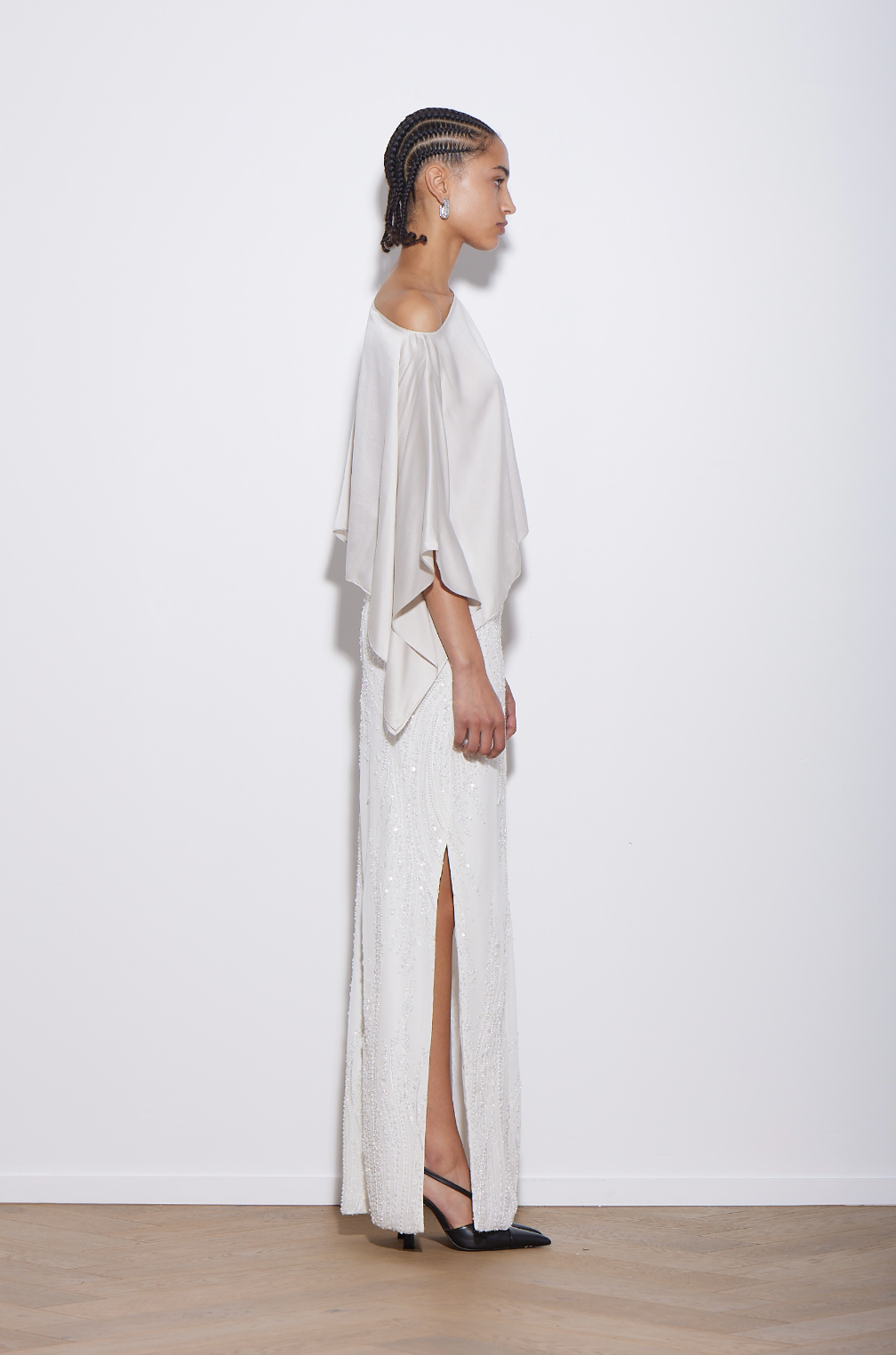 ARAMIS SKIRT LONG WHITE BEADED SWIRL - COMING SOON!