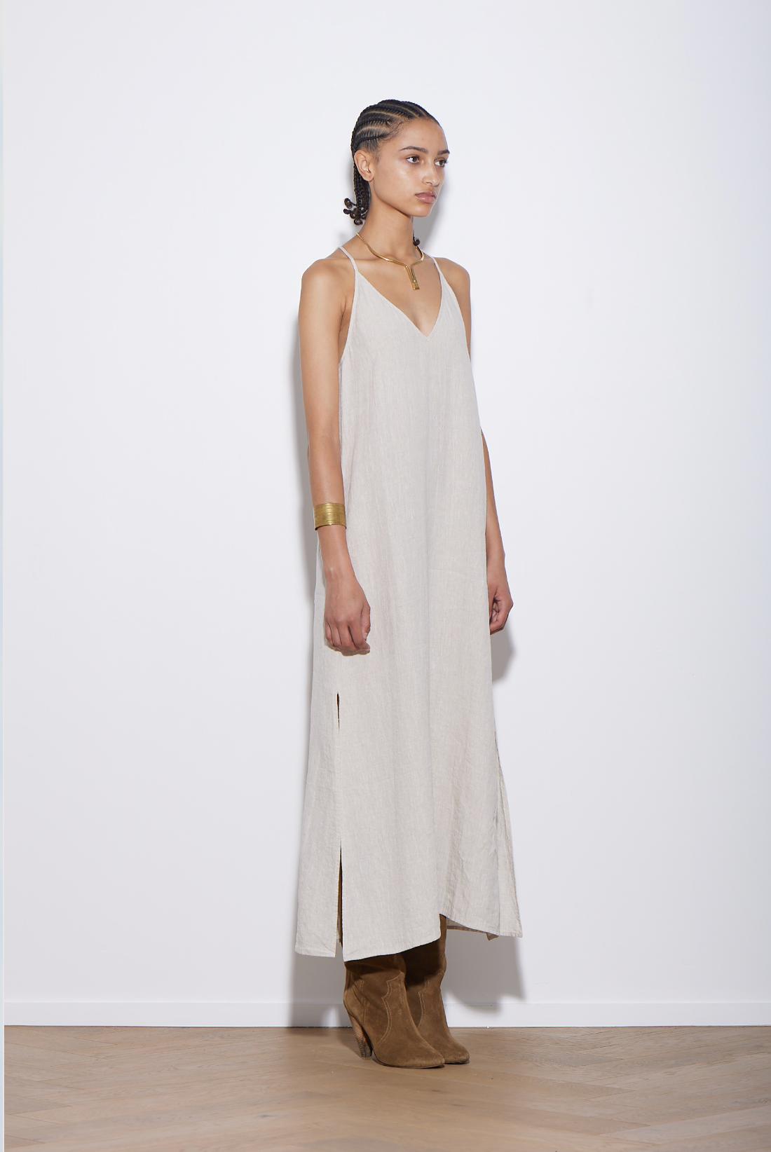 BASE DRESS NATURAL LINEN