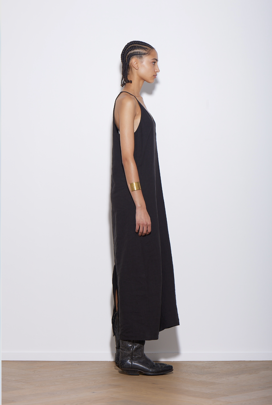 BASE DRESS BLACK LINEN