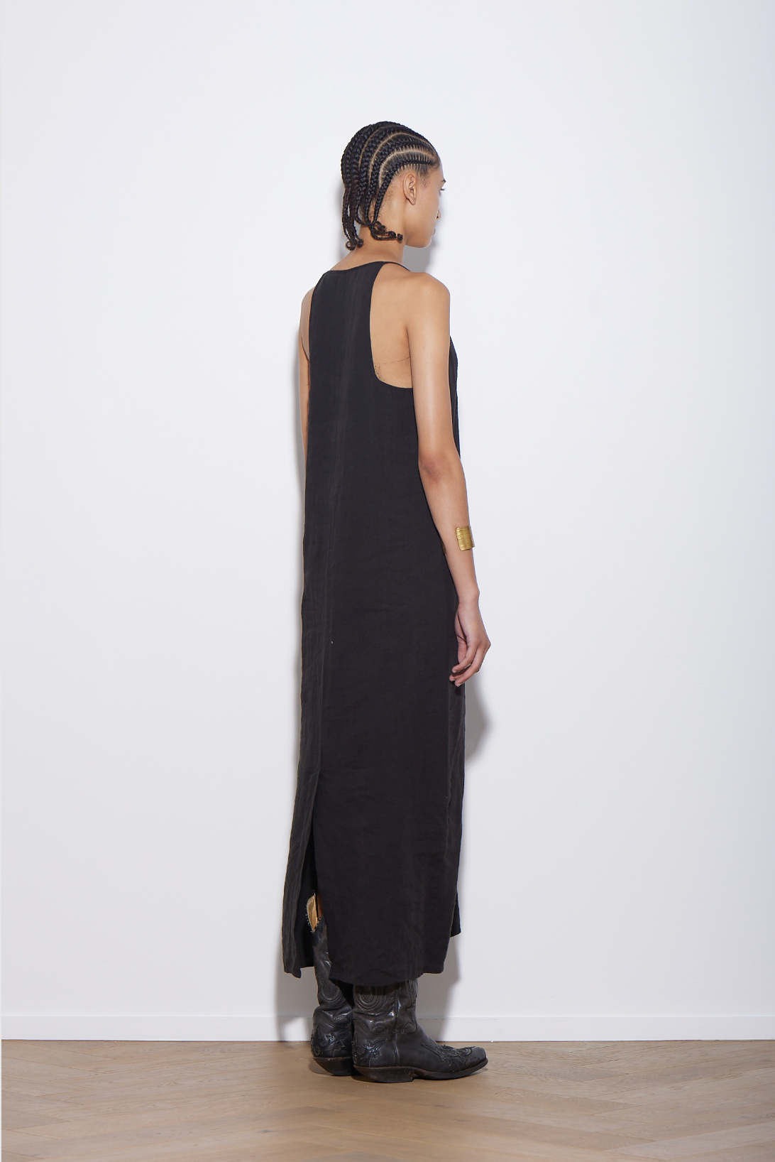 BASE DRESS BLACK LINEN