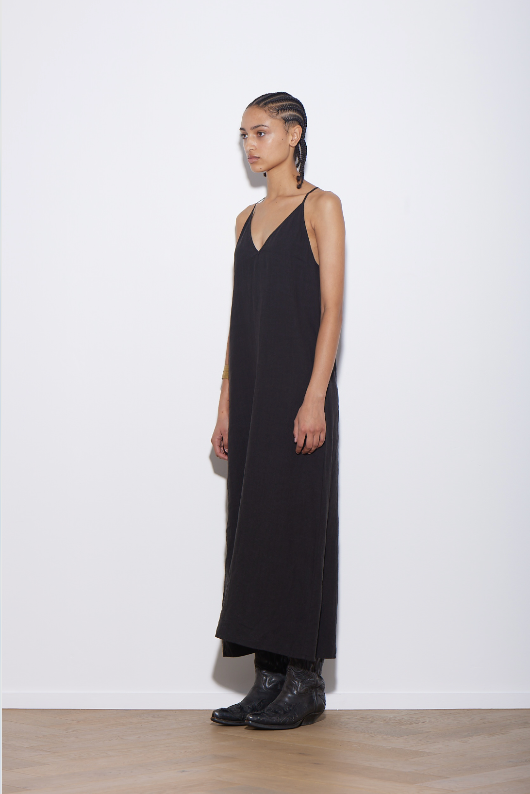 BASE DRESS BLACK LINEN