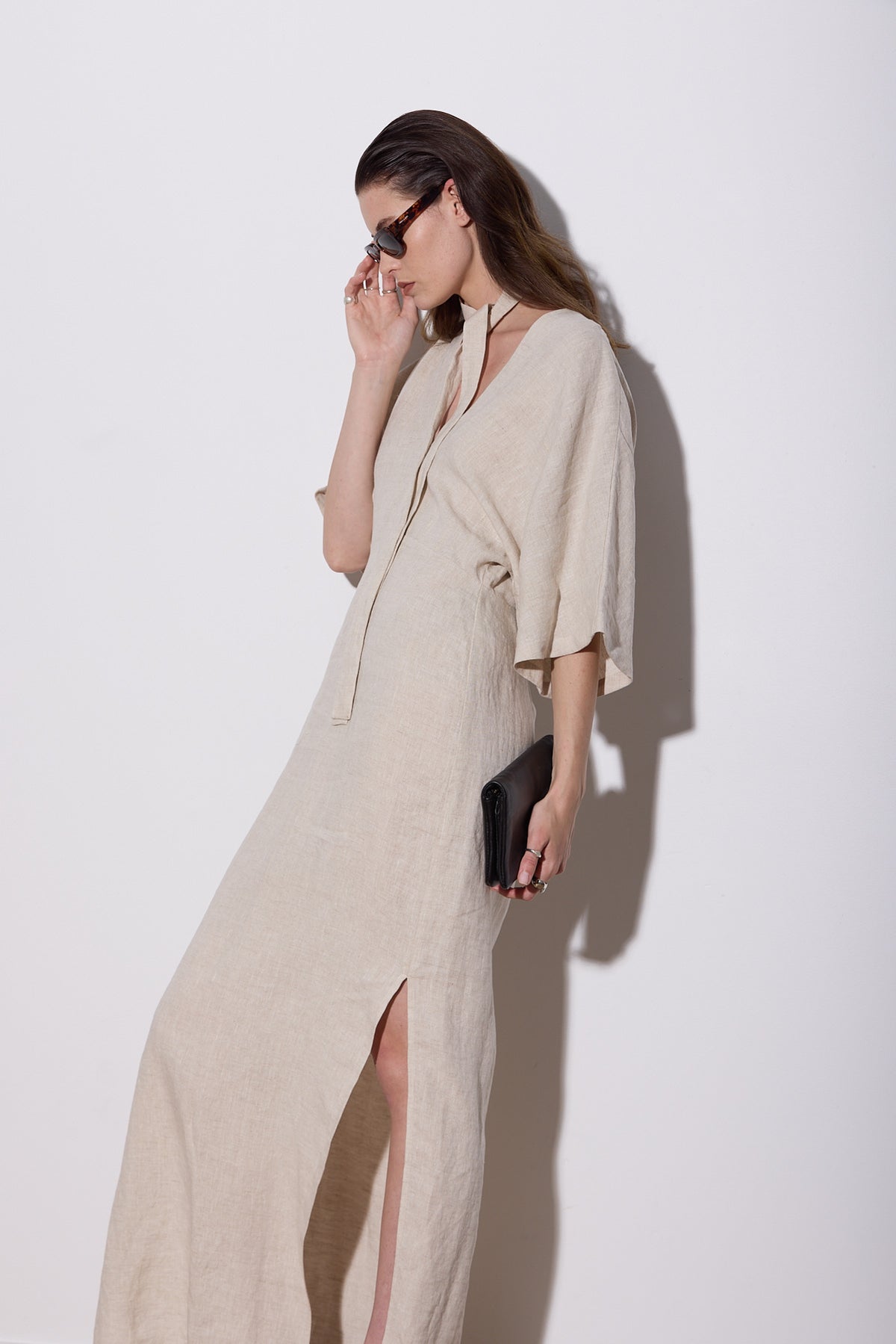 SHAKIRA DRESS MAXI NATURAL LINEN