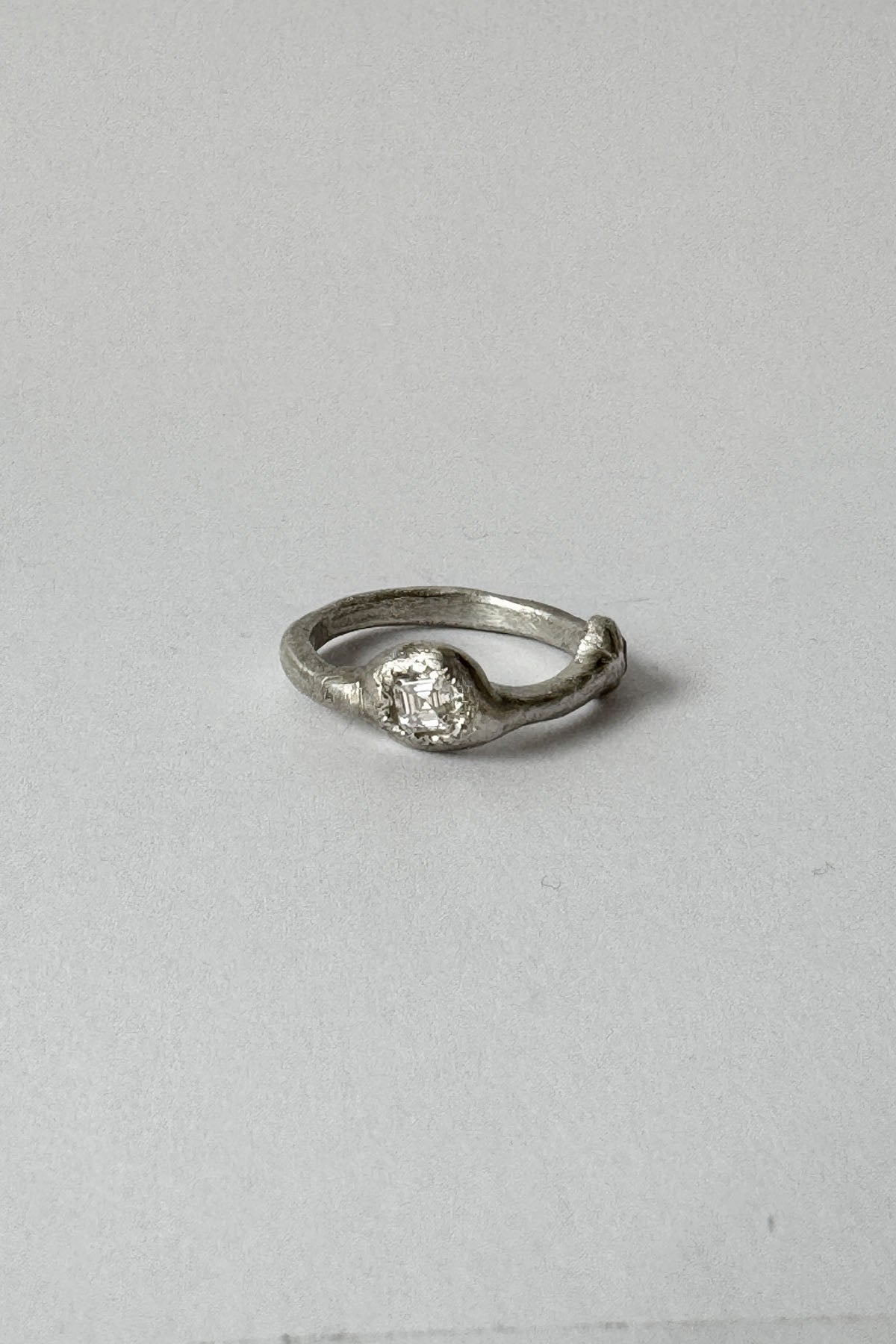 SILVER AND LARGE MOISSANITE RING