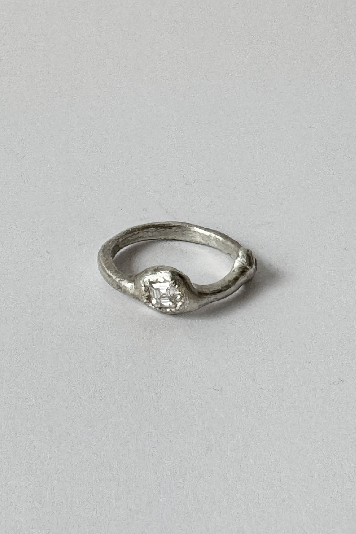 SILVER AND LARGE MOISSANITE RING