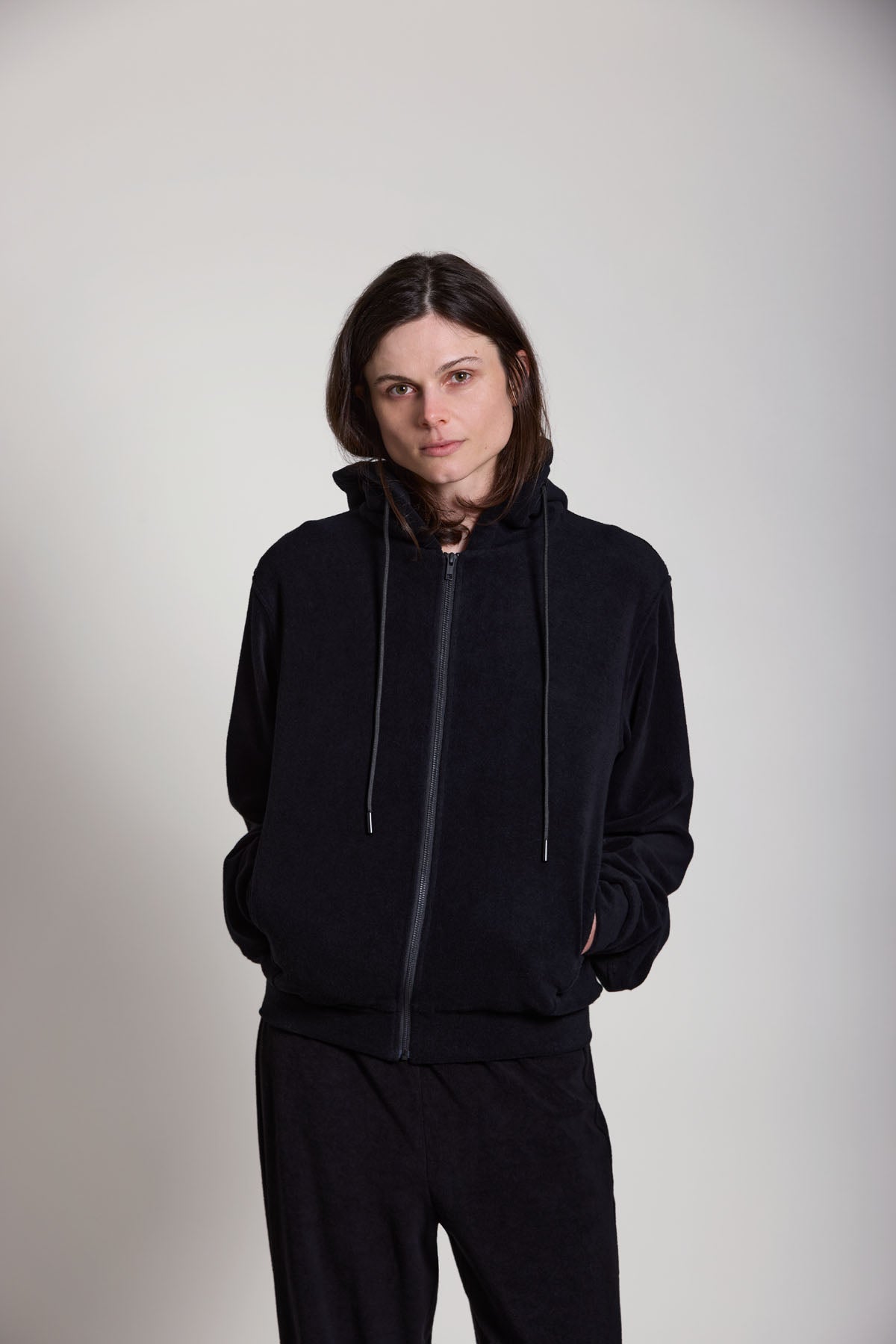 ZIP HOODY MONOGRAM BLACK