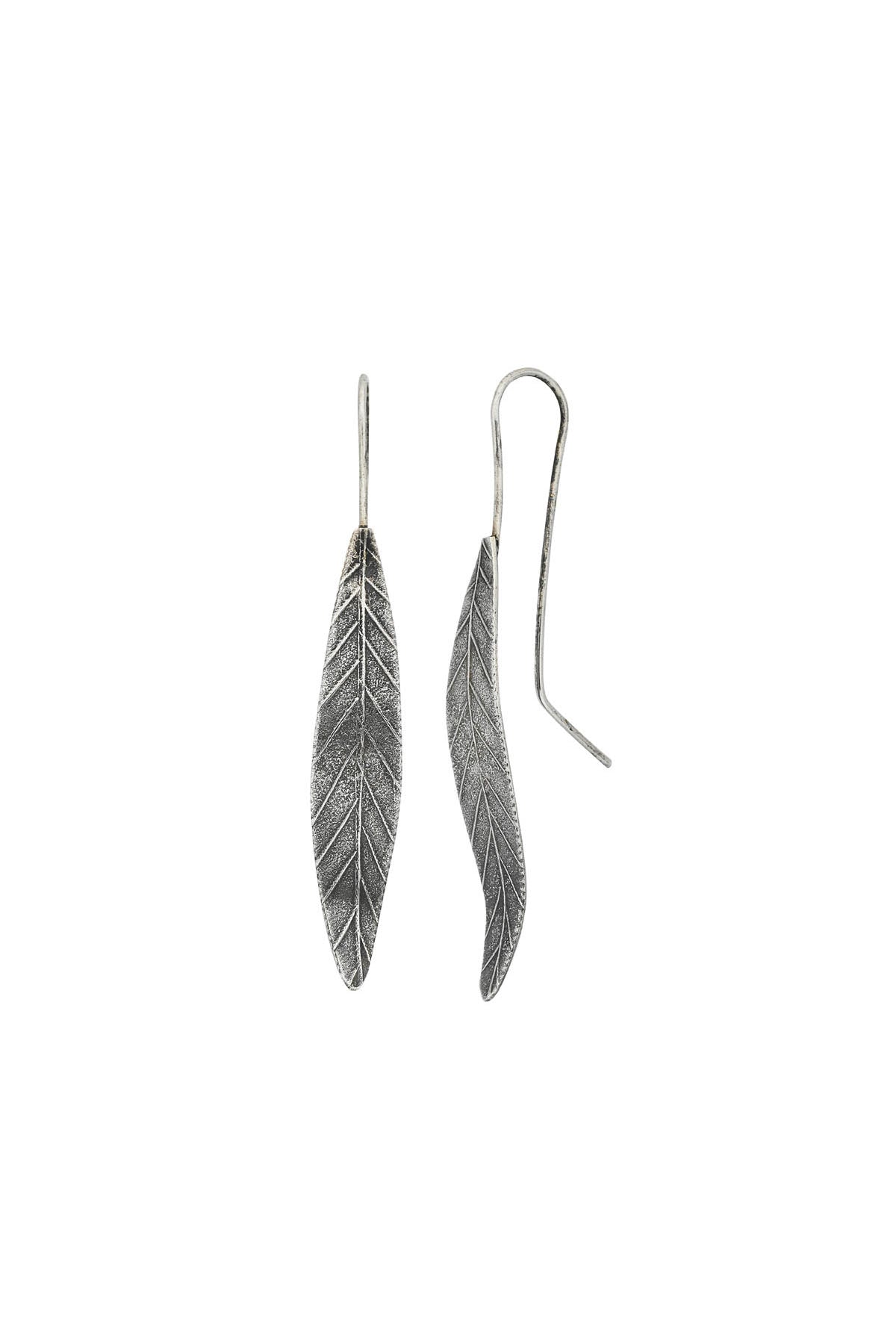 SILVER ST GEORGE LEAF EARRING
