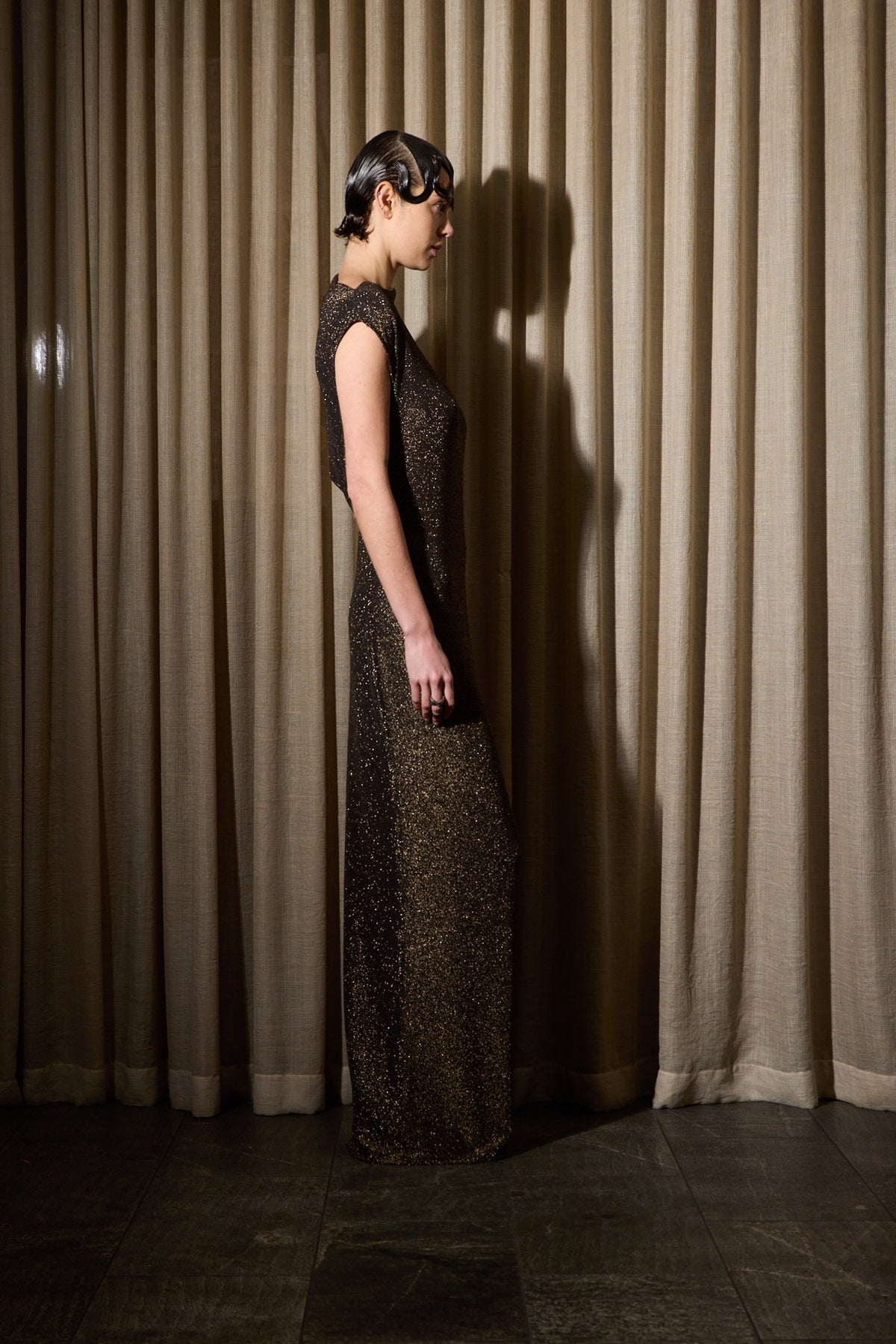 WAITA DRESS LUREX GOLD RUNWAY