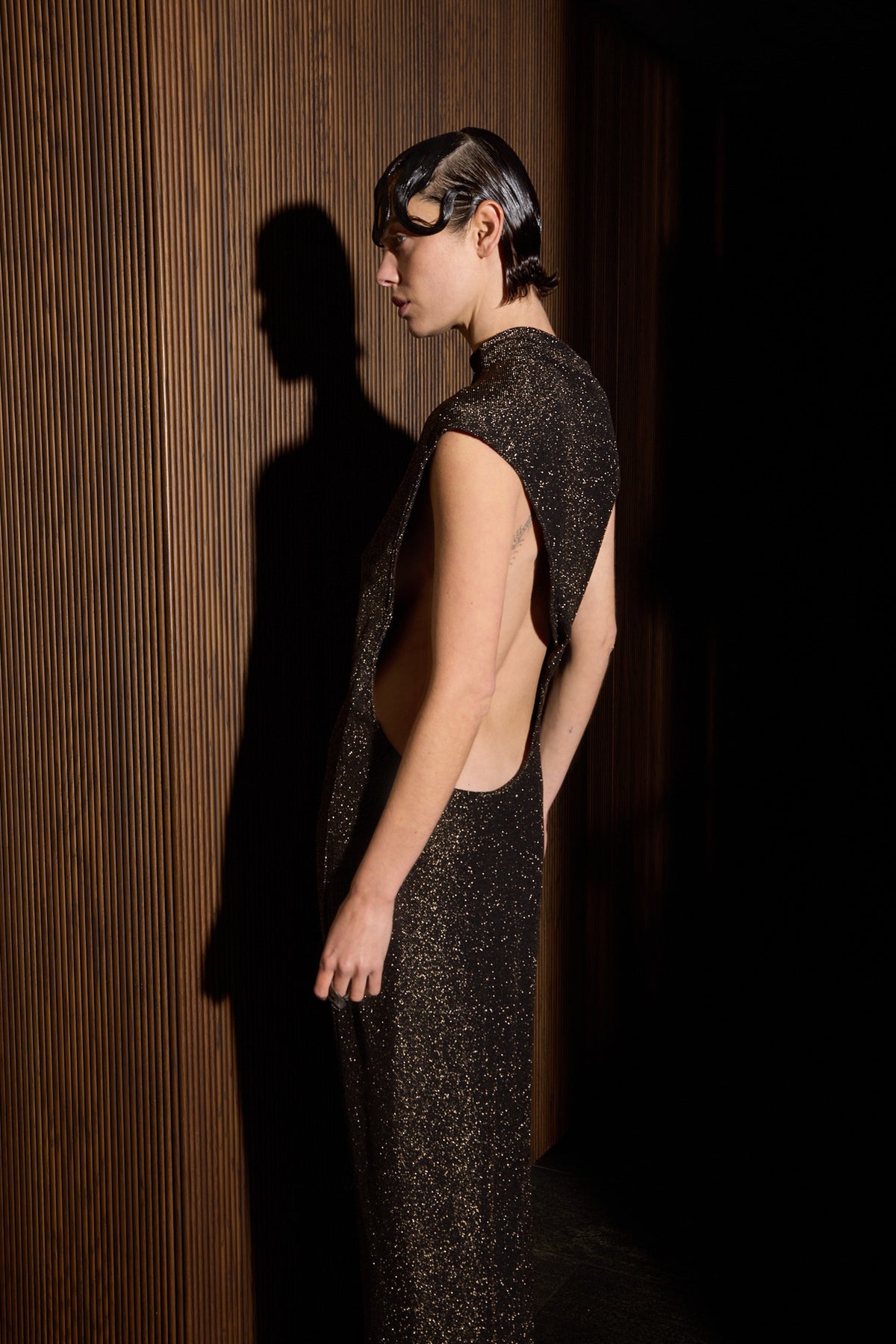 WAITA DRESS LUREX GOLD RUNWAY