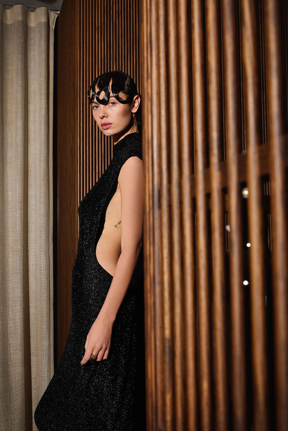 WAITA DRESS LUREX BLACK