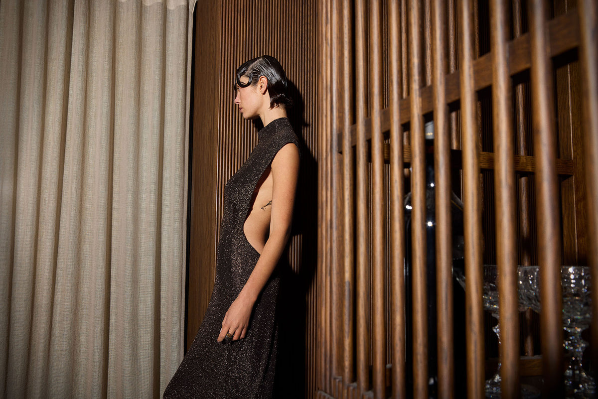 WAITA DRESS LUREX GOLD RUNWAY