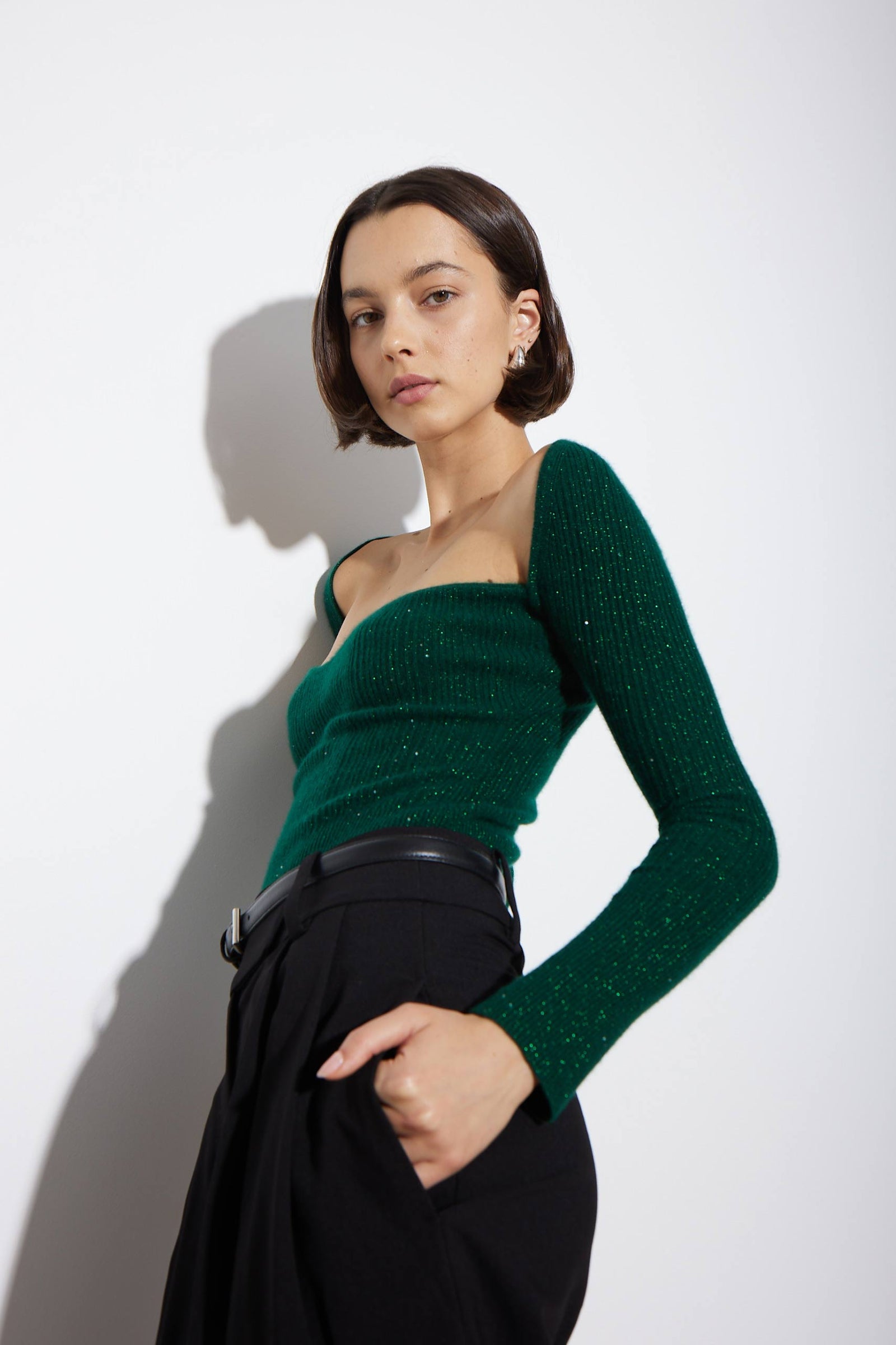 ARLO TOP GREEN CASHMERE - KNUEFERMANN 