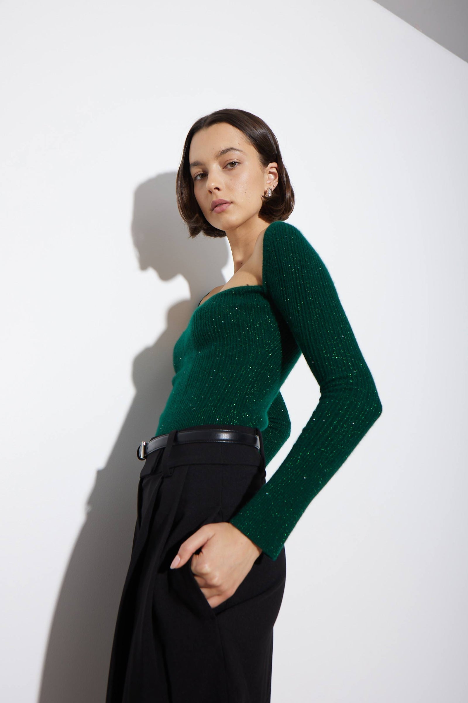 ARLO TOP GREEN CASHMERE - KNUEFERMANN 
