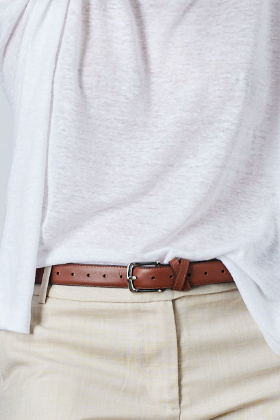 BOYFRIEND BELT TAN/NICKLE - KNUEFERMANN 