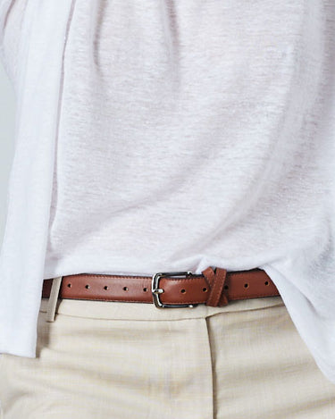 BOYFRIEND BELT TAN/NICKLE - KNUEFERMANN 