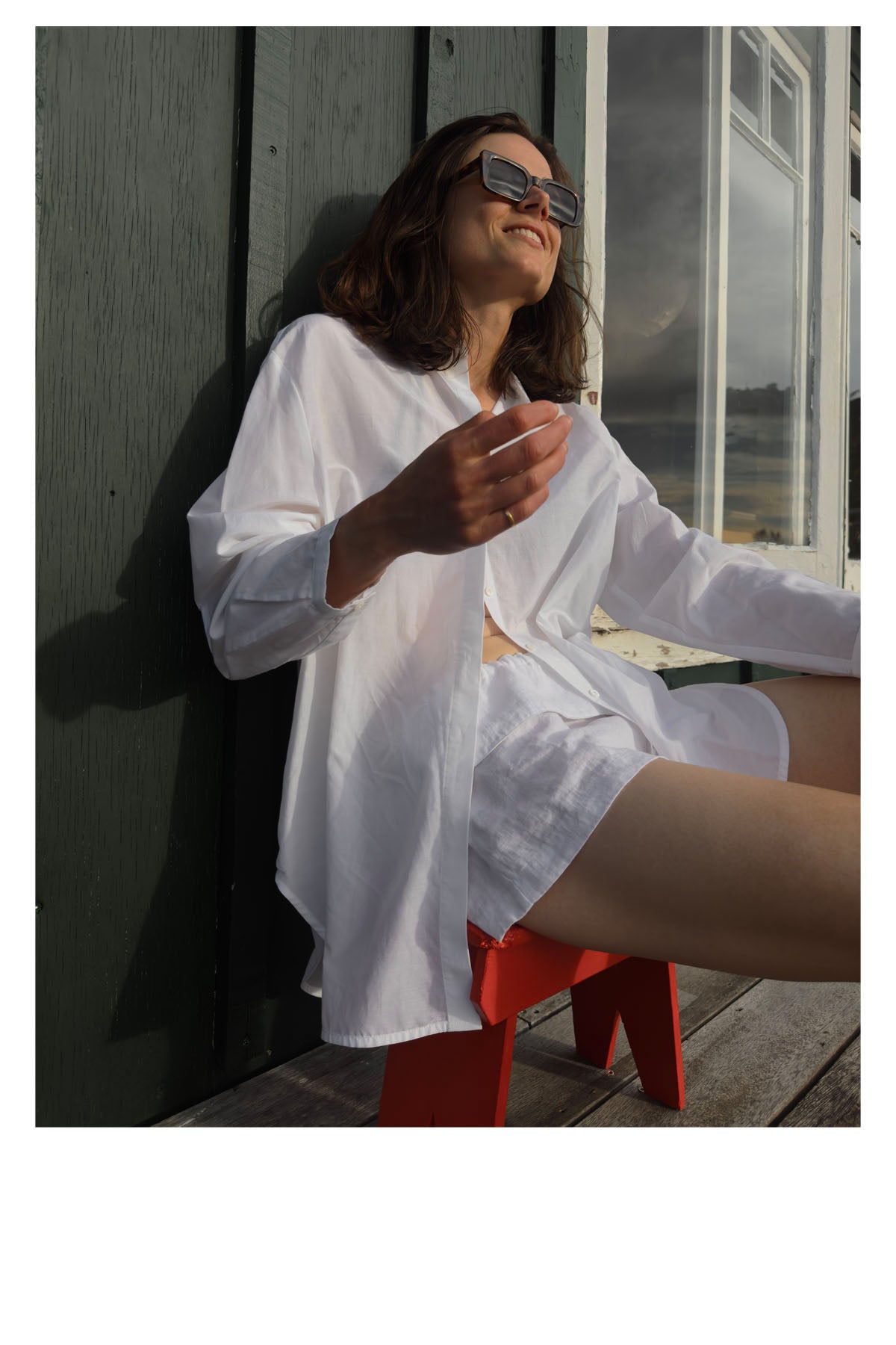 BEACH SHORTS WHITE LINEN