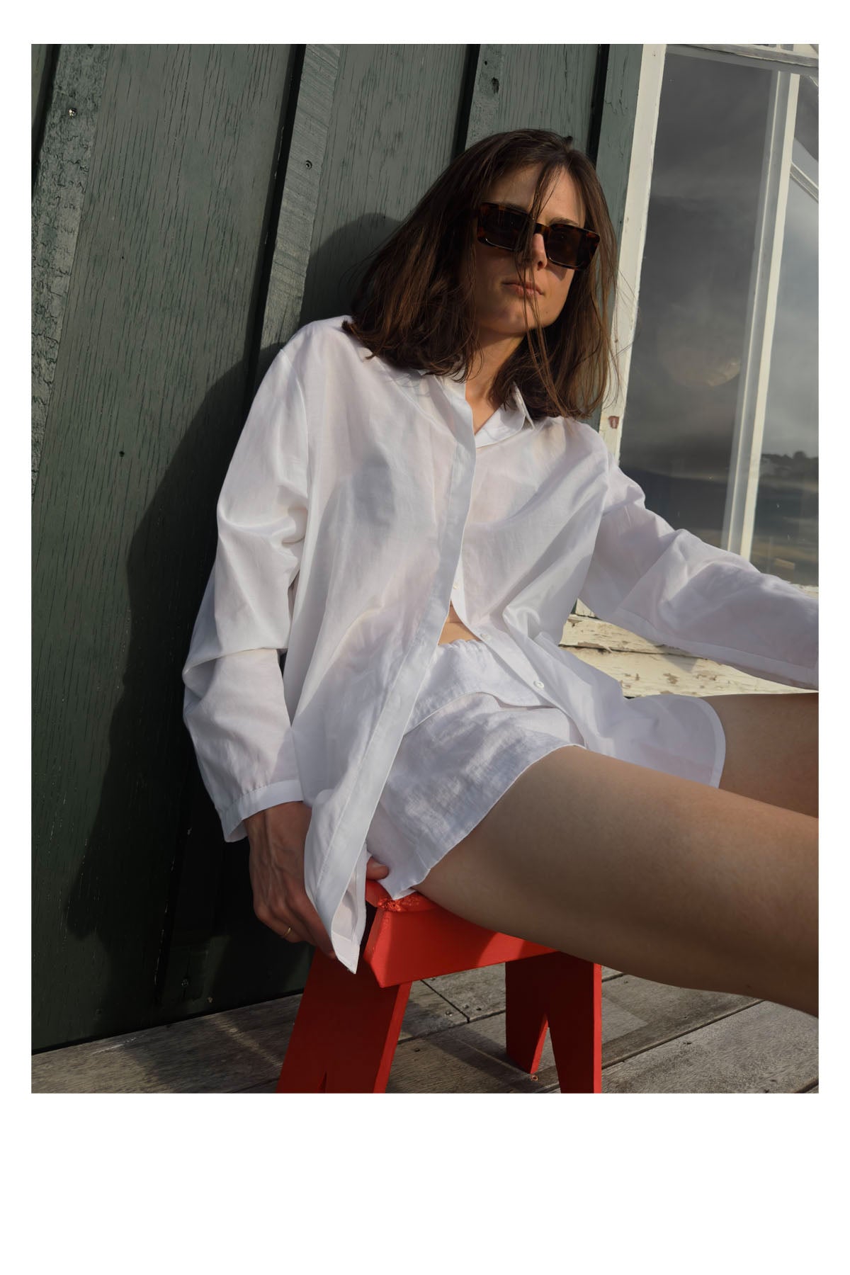 BEACH SHORTS WHITE LINEN