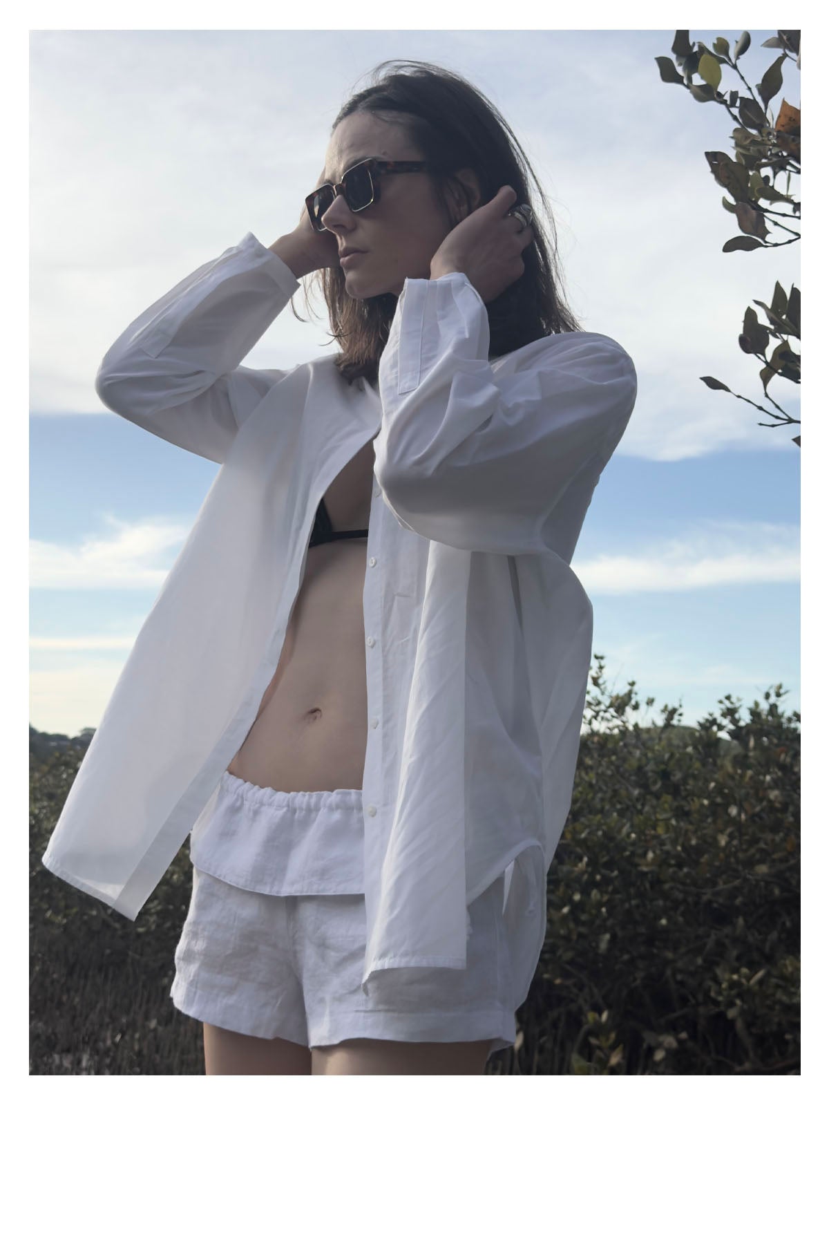 BEACH SHORTS WHITE LINEN