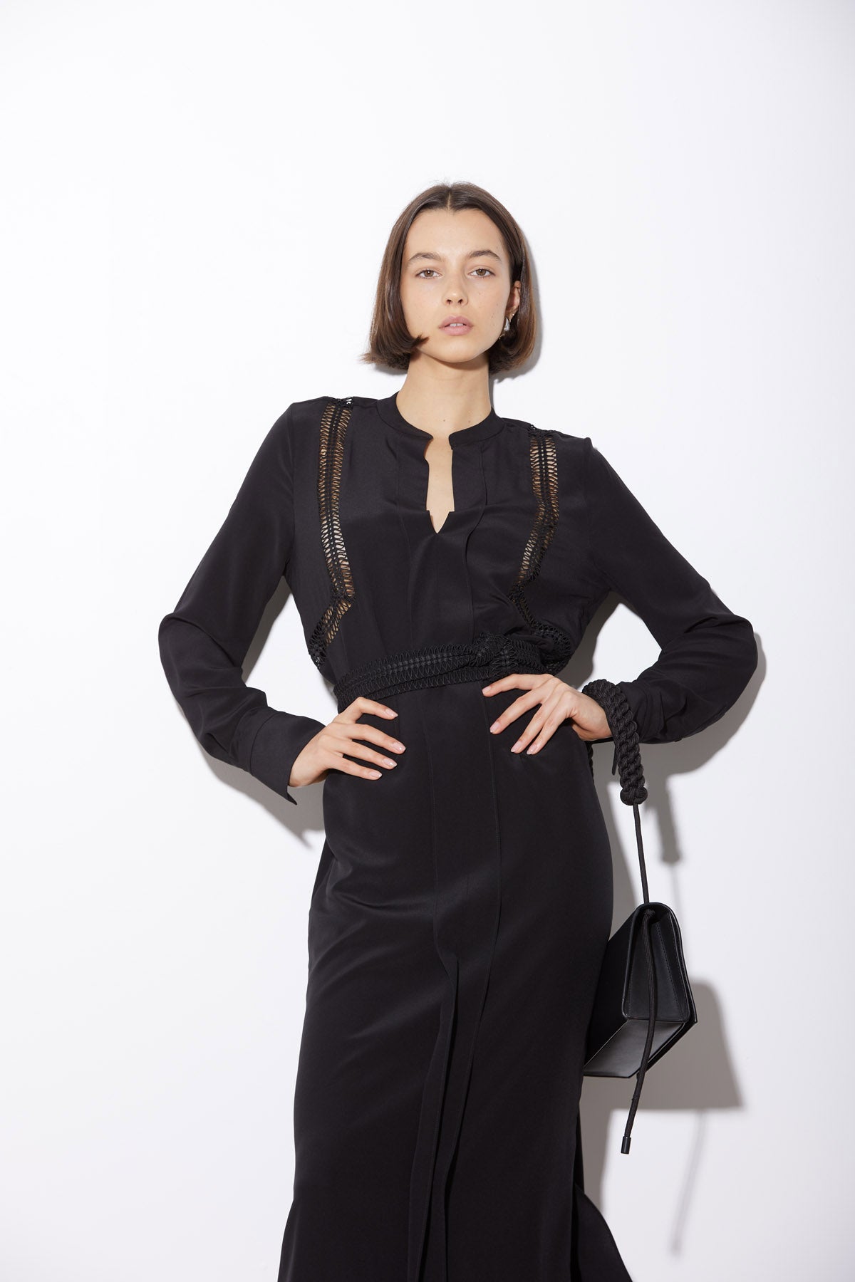 LATTICE DRESS BLACK - KNUEFERMANN 