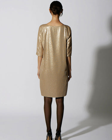 SEQUIN SHIFT KNEE LENGTH GOLD - KNUEFERMANN 