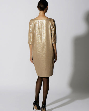 SEQUIN SHIFT KNEE LENGTH GOLD - KNUEFERMANN 