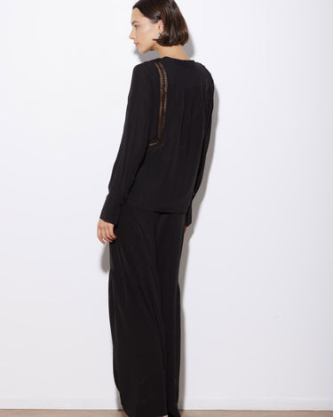 TIERED DRAWSTRING PANT BLACK SILK - KNUEFERMANN 