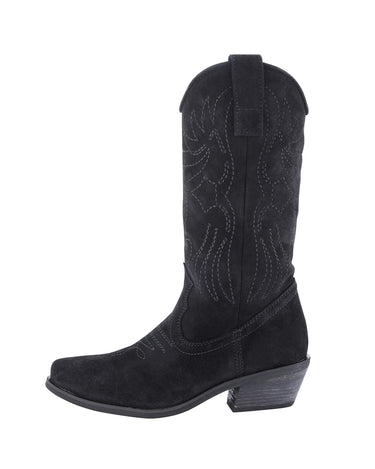 EMBROIDERED BLACK SUEDE BOOT - KNUEFERMANN 