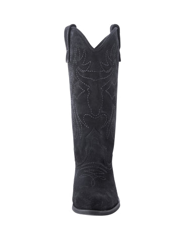 EMBROIDERED BLACK SUEDE BOOT - KNUEFERMANN 