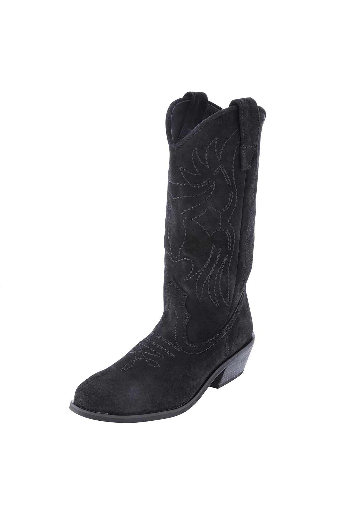 EMBROIDERED BLACK SUEDE BOOT - KNUEFERMANN 