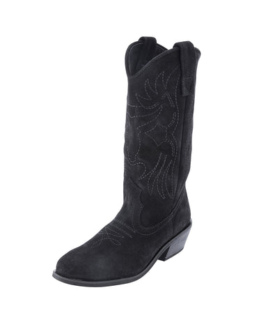 EMBROIDERED BLACK SUEDE BOOT - KNUEFERMANN 