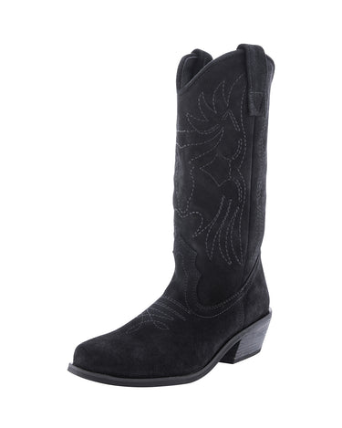 EMBROIDERED BLACK SUEDE BOOT - KNUEFERMANN 