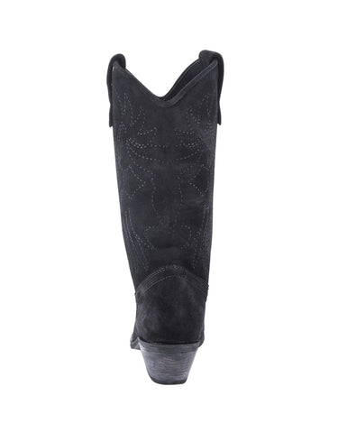 EMBROIDERED BLACK SUEDE BOOT - KNUEFERMANN 