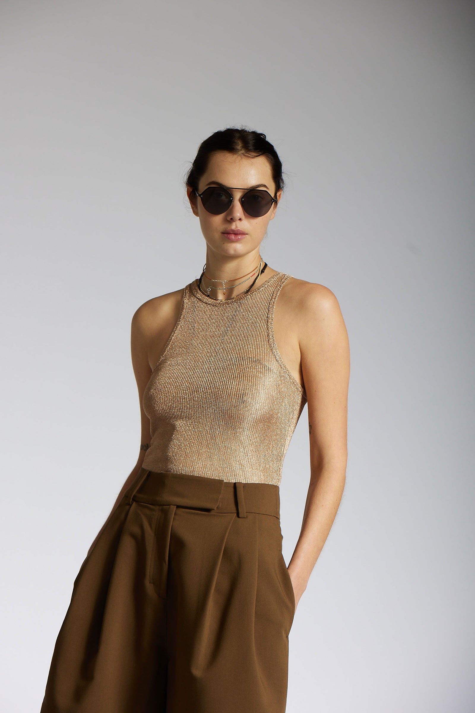 LUREX RACERBACK SINGLET GOLD - KNUEFERMANN 