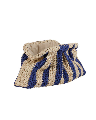 RAFFIA BEIGE/BLUE STRIPE BAG - KNUEFERMANN 