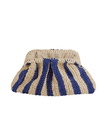 RAFFIA BEIGE/BLUE STRIPE BAG - KNUEFERMANN 