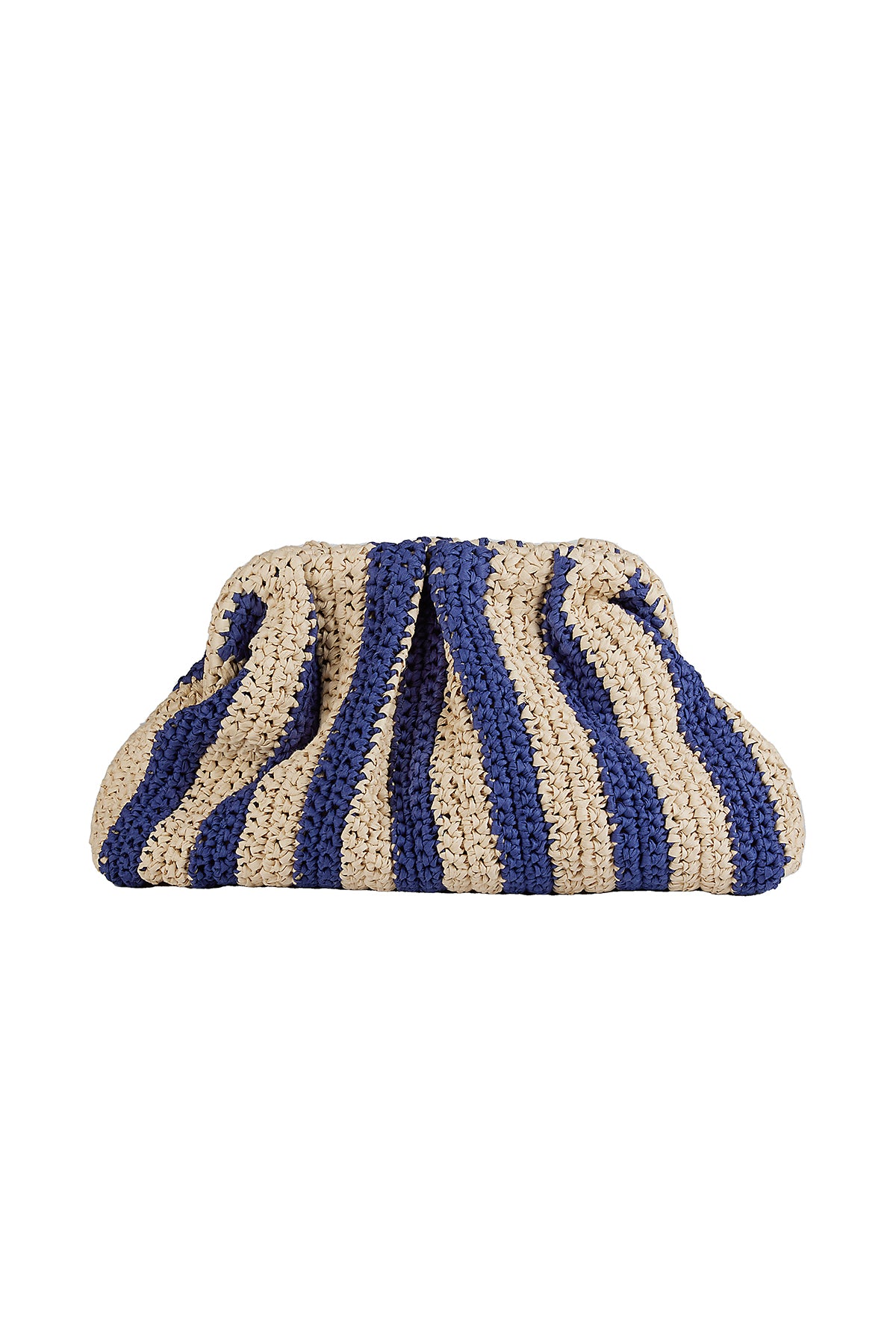 RAFFIA BEIGE/BLUE STRIPE BAG - KNUEFERMANN 