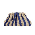 RAFFIA BEIGE/BLUE STRIPE BAG - KNUEFERMANN 