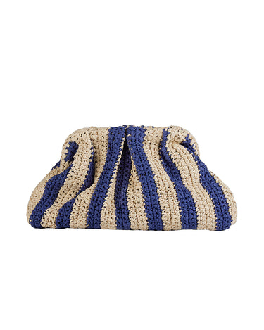 RAFFIA BEIGE/BLUE STRIPE BAG - KNUEFERMANN 