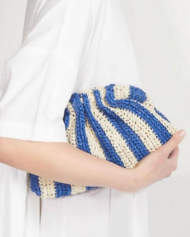 RAFFIA BEIGE/BLUE STRIPE BAG - KNUEFERMANN 