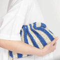 RAFFIA BEIGE/BLUE STRIPE BAG - KNUEFERMANN 