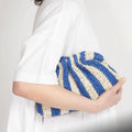 RAFFIA BEIGE/BLUE STRIPE BAG - KNUEFERMANN 