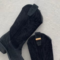 EMBROIDERED BLACK SUEDE BOOT - KNUEFERMANN 